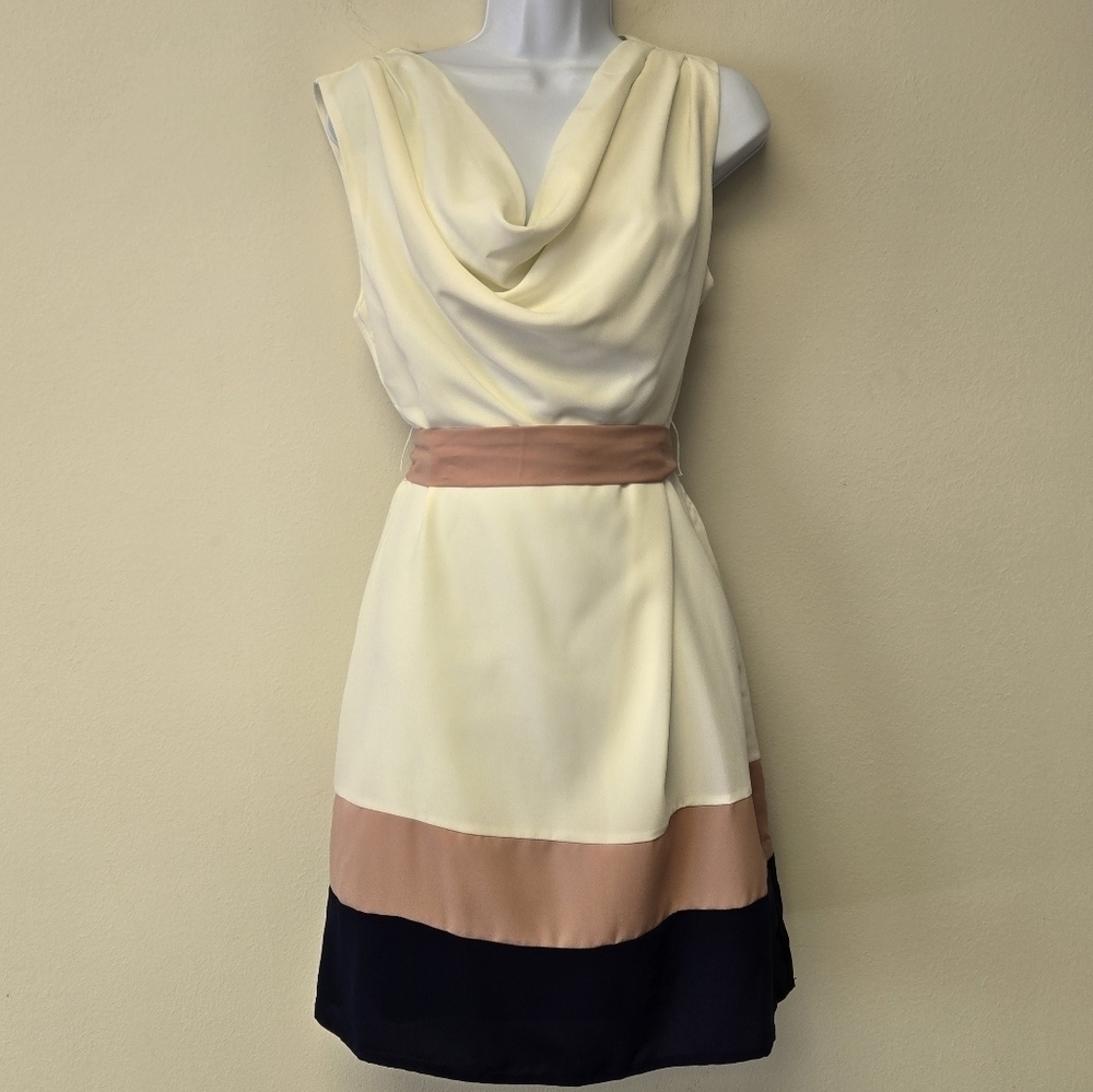 C. Luce Drape Neck Dress Cream L